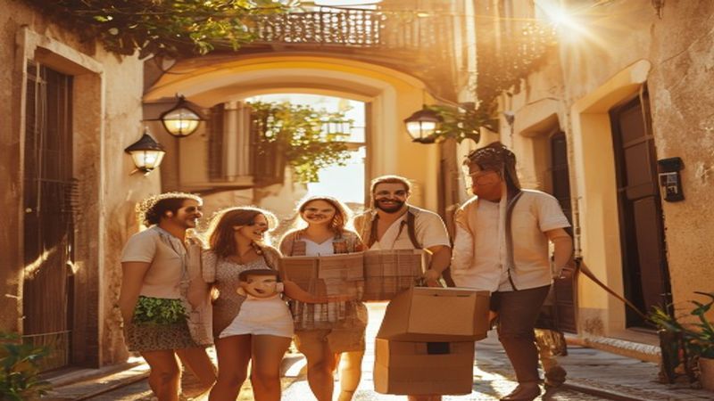 اتباع بریتانیایی در حال نقل مکان به اسپانیا — نمای خیابانی اسپانیایی با مهاجران بریتانیایی